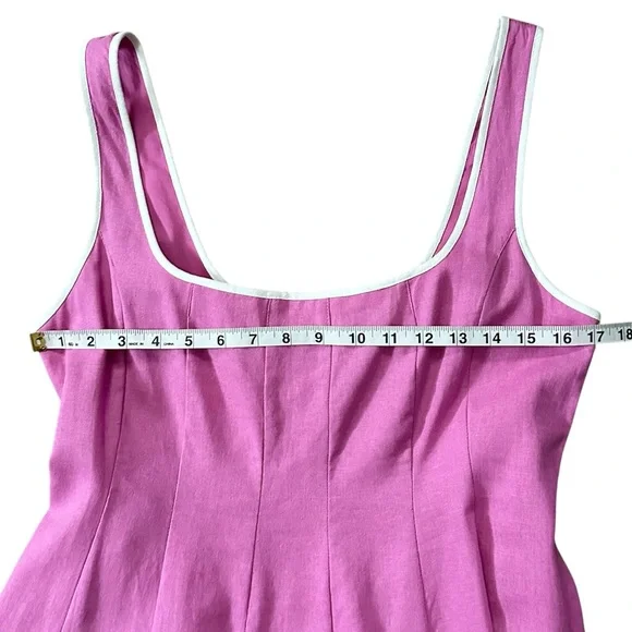 Avec Les Filles Contrast Edge Fit & Flare Midi Linen Blend Dress Size 10 - Picture 8 of 12